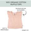 imageHonestBaby babygirls 3 Pack Sleevelss Ruffle Shoulder Tops 100 Organic Cotton for Baby GirlsWhite Peach Blossom Floral