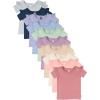 imageHonestBaby 10Pack Ruffle Short Sleeve TShirt 100 Organic Cotton for Toddlers Infant Baby GirlsPink Sunset