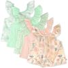 imageHonestBaby Baby Toddler and Little Girls 100 Organic Cotton Puff Sleeve TShirts 5 PackPeach Blossom Floral