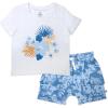 imageHonestBaby babyboys 2 Piece Baby Toddler Short Sleeve and Shorts Set for Girls Boys UnisexTropic Shadow Chambray