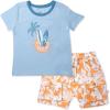 imageHonestBaby babyboys 2 Piece Baby Toddler Short Sleeve and Shorts Set for Girls Boys UnisexTropic Shadow White