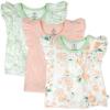 imageHonestBaby babygirls 3 Pack Sleevelss Ruffle Shoulder Tops 100 Organic Cotton for Baby GirlsWhite Peach Blossom Floral