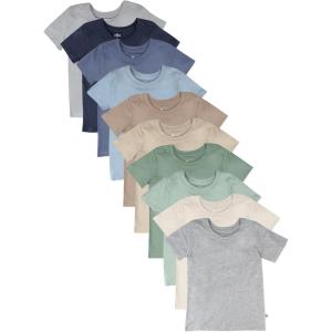 imageHonestBaby 10Pack Short Sleeve TShirts 100 Organic Cotton Baby Toddler Little Kids Boys Girls UnisexBlue Sunrise