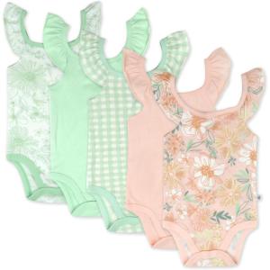 imageHonestBaby Cami Bodysuits Onepiece 100 Organic Cotton for Baby Girls5pack Peach Blossom Floral