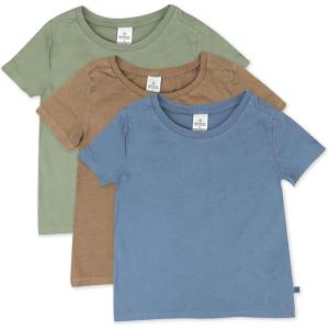 imageHonestBaby Multipack TShirts Short Sleeve Pocket Tees 100 Organic Cotton for Infant Baby and Toddler Boys Girls UnisexCornflower Wash