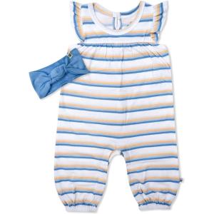 imageHonestBaby babygirls 2piece Outfit Romper ampamp Headband Set for Infant Baby and Toddler GirlsSunrise Stripe