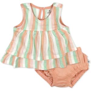 imageHonestBaby babygirls Multipack Dress ampamp Diaper Cover 100 Organic Cotton for Infant Baby and Toddler Boys Girls UnisexSerene Stripe Peach