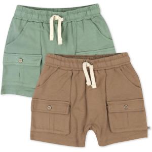 imageHonestBaby unisexbaby 2pack Cargo Shorts 100 Organic Cotton for Infant Baby and Toddler Boys GirlsFawn 2pack