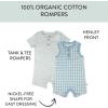 imageHonestBaby Multipack Short Romper Sets and Dresses 100 Organic Cotton for Infant Baby Toddler2pack Baby Buffalo Check Cornflower