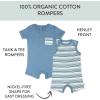 imageHonestBaby Multipack Short Romper Sets and Dresses 100 Organic Cotton for Infant Baby Toddler2pack Drifting Stripe Cornflower