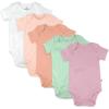 imageHonestBaby babygirls 5pack Short Sleeve Bodysuits Onepiece 100 Organic Cotton for Infant Baby GirlsSpring Peach