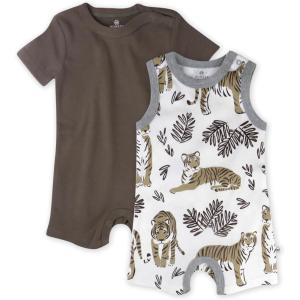 imageHonestBaby Multipack Short Romper Sets and Dresses 100 Organic Cotton for Infant Baby Toddler2pack Tiger Cub