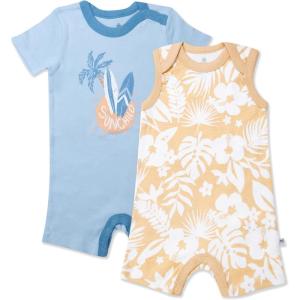 imageHonestBaby Multipack Short Romper Sets and Dresses 100 Organic Cotton for Infant Baby Toddler2pack Tropic Shadow Earth