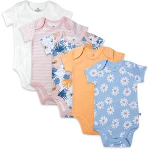 imageHonestBaby babygirls 5pack Short Sleeve Bodysuits Onepiece 100 Organic Cotton for Infant Baby GirlsDaisy Daze