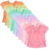 imageHonestBaby Baby Toddler and Little Girls 100 Organic Cotton Puff Sleeve TShirts 10 PackRainbow Girl