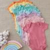imageHonestBaby 10pack Short Sleeve Bodysuits Onepiece 100 Organic Cotton for Infant Baby Boys Girls UnisexRainbow Girl