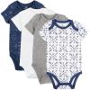 imageHonestBaby unisexbaby 4pack Short Sleeve Bodysuits Onepiece 100 Organic Cotton for Infant Baby Boys Girls Unisex4pack Compass