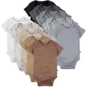 imageHonestBaby 10pack Short Sleeve Bodysuits Onepiece 100 Organic Cotton for Infant Baby Boys Girls UnisexEarth Tones