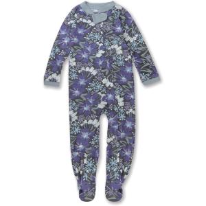 imageHonestBaby Baby Girls Sleep and Play Footed Pajamas OnePiece Sleeper Jumpsuit Zipfront Pjs Organic CottonJumbo Floral Dusty Purple