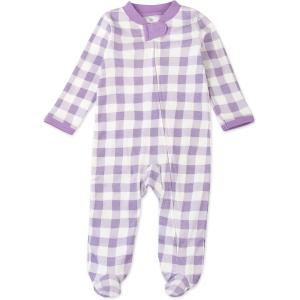 imageHonestBaby Baby Girls Sleep and Play Footed Pajamas OnePiece Sleeper Jumpsuit Zipfront Pjs Organic CottonPainted Buffalo Purple