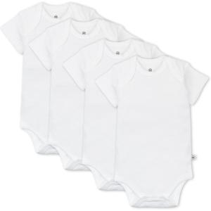 imageHonestBaby unisexbaby 4pack Short Sleeve Bodysuits Onepiece 100 Organic Cotton for Infant Baby Boys Girls Unisex4pack Bright White