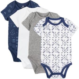 imageHonestBaby unisexbaby 4pack Short Sleeve Bodysuits Onepiece 100 Organic Cotton for Infant Baby Boys Girls Unisex4pack Compass