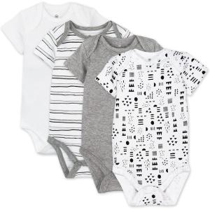 imageHonestBaby unisexbaby 4pack Short Sleeve Bodysuits Onepiece 100 Organic Cotton for Infant Baby Boys Girls Unisex4pack Pattern Play
