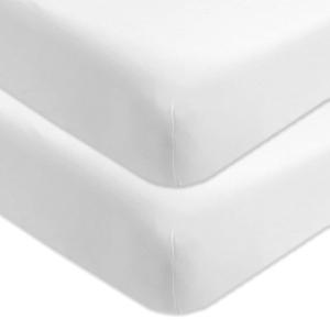 imageHonestBaby Organic Cotton Mini Crib Sheet Gray Heather One Size2 Pack  Bright White