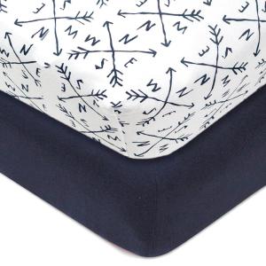 imageHonestBaby Organic Cotton Mini Crib Sheet Gray Heather One Size2 Pack  Compass