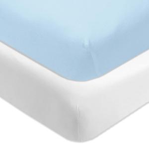 imageHonestBaby Organic Cotton Mini Crib Sheet Gray Heather One Size2 Pack  Light Blue
