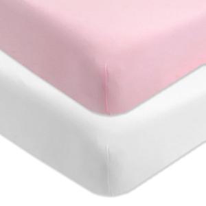 imageHonestBaby Organic Cotton Mini Crib Sheet Gray Heather One Size2 Pack  Light Pink