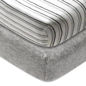 imageHonestBaby Organic Cotton Mini Crib Sheet Gray Heather One Size2 Pack  Sketchy Stripe