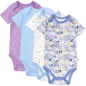 imageHonestBaby unisexbaby 4pack Short Sleeve Bodysuits Onepiece 100 Organic Cotton for Infant Baby Boys Girls Unisex4pack Prairie Pretty