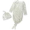 imageHonestBaby 2Pack Sleeper Gowns Layette Sets 100 Organic Cotton for Newborn Baby Boys Girls UnisexLight Zanzibar Zebra