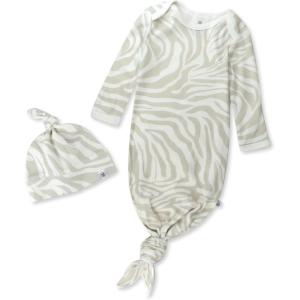 imageHonestBaby 2Pack Sleeper Gowns Layette Sets 100 Organic Cotton for Newborn Baby Boys Girls UnisexLight Zanzibar Zebra