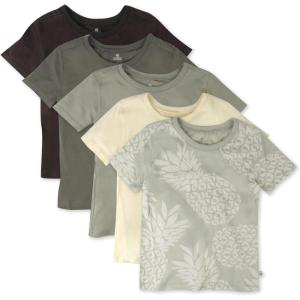 imageHonestBaby Multipack Short Sleeve TShirt Tee 100 Organic Cotton Infant Baby Toddler Little Kids Boys Girls UnisexPineapple Leaf Khaki