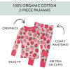 imageHonestBaby 2Piece Pajamas Sleepwear PJs 100 Organic Cotton for Infant Baby and Toddler GirlsStrawberry Slice