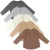 imageHonestBaby 5Pack Waffle Henley Long Sleeve Shirts 100 Organic Cotton for Infant Baby and Toddler Boys UnisexSandstorm