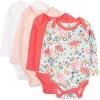 imageHonestBaby Baby Long Sleeve OnePiece Organic Cotton Bodysuits Multipack Legacy4pack Flower Power