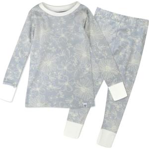 imageHonestBaby 2Piece Pajamas Sleepwear PJs 100 Organic Cotton for Infant Baby and Toddler GirlsSketchy Floral Gray