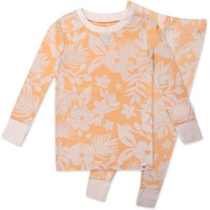 imageHonestBaby 2Piece Pajamas Sleepwear PJs 100 Organic Cotton for Infant Baby and Toddler GirlsTropic Shadow Peach