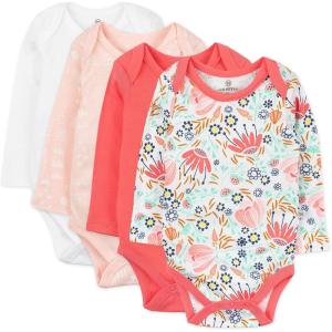 imageHonestBaby Baby Long Sleeve OnePiece Organic Cotton Bodysuits Multipack Legacy4pack Flower Power