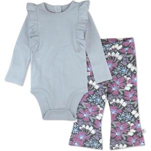 imageHonestBaby Fashion Outfit Sets Tops and Bottoms 100 Organic Cotton for Baby and Toddler GirlsJumbo Floral Dusty Purple