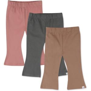 imageHonestBaby Multipack Leggings Skinny Flare and Cargo Pants Organic Cotton for Infant Baby Girls Toddlers Little KidsAutumn Brown