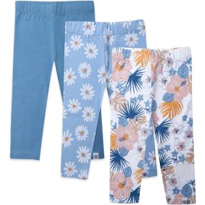 imageHonestBaby Multipack Leggings Skinny Flare and Cargo Pants Organic Cotton for Infant Baby Girls Toddlers Little KidsMaui Floral