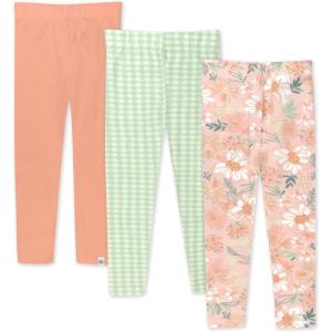 imageHonestBaby Multipack Leggings Skinny Flare and Cargo Pants Organic Cotton for Infant Baby Girls Toddlers Little KidsPeach Blossom Floral