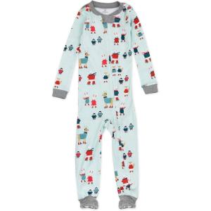 imageHonestBaby NonSlip Footed Holiday Pajamas OnePiece Sleeper ZipFront PJs Organic Cotton for Baby Boys GirlsSkating Buddies