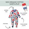 imageHonestBaby Baby Holiday Sleep and Play Footed Holiday Pajamas Onepiece Sleeper Zipfront Organic Cotton PjsIce Cream Independence