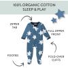imageHonestBaby Baby Holiday Sleep and Play Footed Holiday Pajamas Onepiece Sleeper Zipfront Organic Cotton PjsJumbo Star Blue
