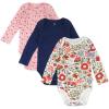 imageHonestBaby Baby 3Pack Long Sleeve Bodysuits Onepiece Organic Cotton for Infants3pack Copper Fields Floral Ivory